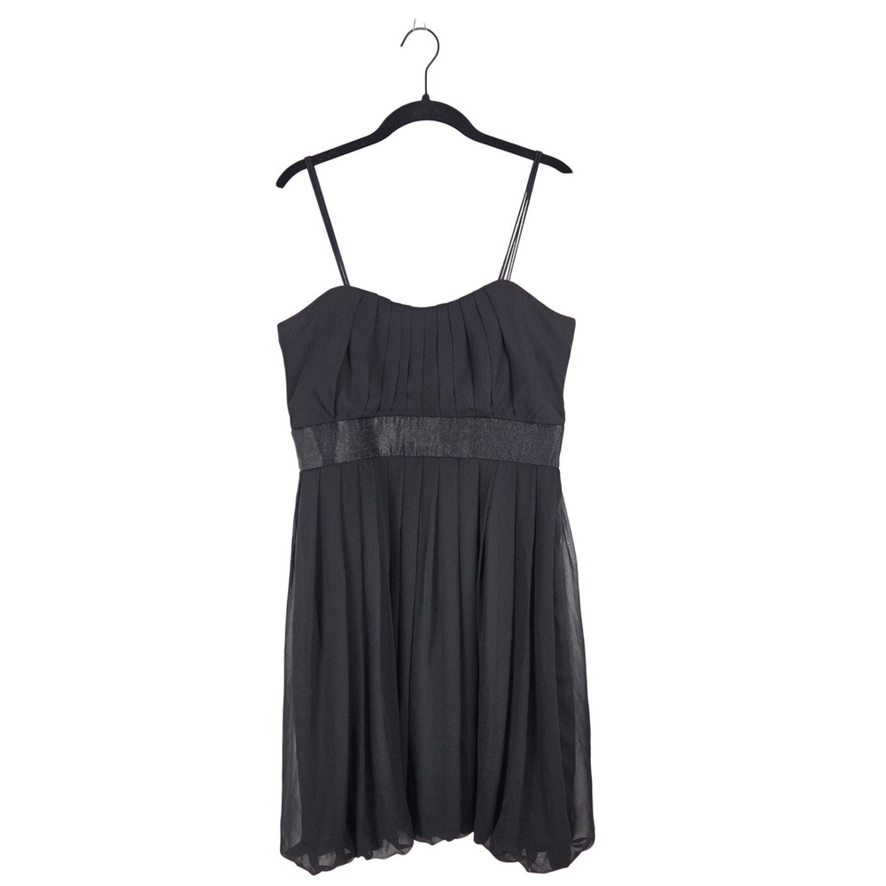 White House Black Market Black Chiffon Bubble Hem Mini Cocktail Dress 10 Altered